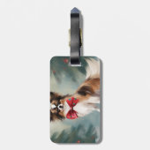 Papillon Hond in Sneeuw Kerstmis Bagagelabel (Achterkant verticaal)
