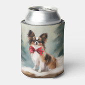 Papillon Hond in Sneeuw Kerstmis Blikjeskoeler (Blikje Voorkant)