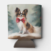Papillon Hond in Sneeuw Kerstmis Blikjeskoeler (Achterkant)