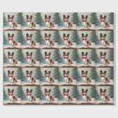 Papillon Hond in Sneeuw Kerstmis Cadeaupapier (Vlak)