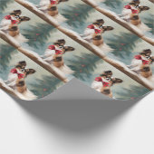 Papillon Hond in Sneeuw Kerstmis Cadeaupapier (Hoek)