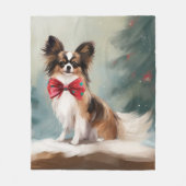 Papillon Hond in Sneeuw Kerstmis Fleece Deken (Voorkant)