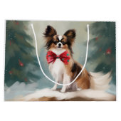 Papillon Hond in Sneeuw Kerstmis Groot Cadeauzakje (Achterkant)
