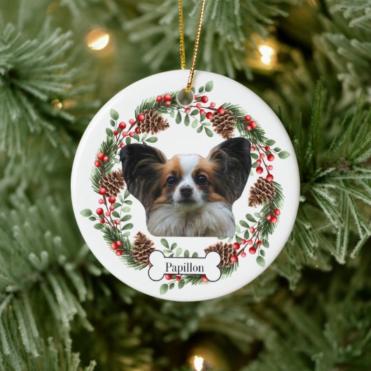 Papillon hond keramisch ornament (Boom)