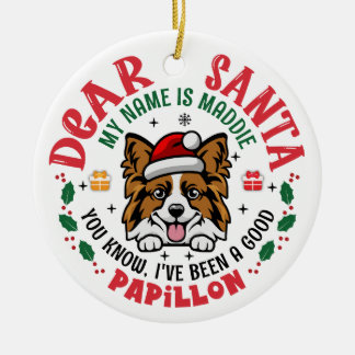 Papillon Hond Kerstboom gepersonaliseerd Keramisch Ornament