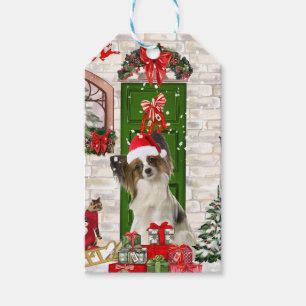 Papillon-hond Kerstcadeau-label Cadeaulabel