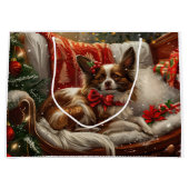 Papillon Hond Kerstfeest Groot Cadeauzakje (Voorkant)