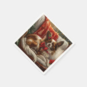 Papillon Hond Kerstfeest Servet (Hoek)