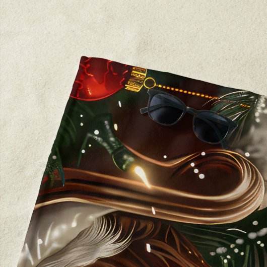 Papillon Hond Kerstfeest Strandlaken (In situ)