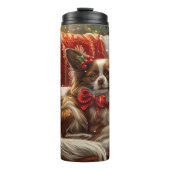Papillon Hond Kerstfeest Thermosbeker (Voorkant)