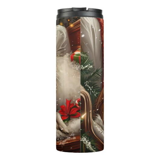 Papillon Hond Kerstfeest Thermosbeker (Achterkant)