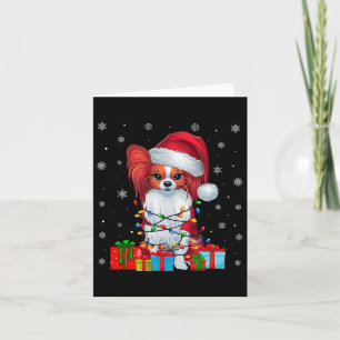 Papillon Hond Lelijke Kerstverlichting Santa Papil Kaart