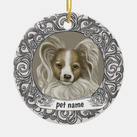 Papillon-hond Liefdevolle Herinnering ornament (Voorkant)
