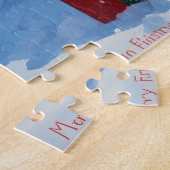 Papillon hond loopt in de sneeuw met kerst Pet Legpuzzel (Zijkant)