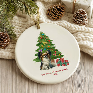 Papillon Hond Persoonlijke Kerstmis Keramisch Ornament