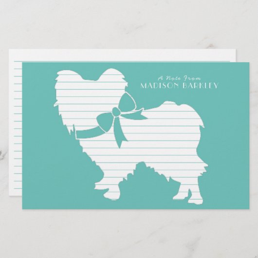 Papillon hond puppy silhouet briefpapier (Voorkant / Achterkant)