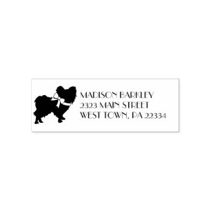 Papillon hond puppy silhouet zelfinktende stempel