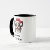 Papillon Hond Santa Hoed Kerstmis Mok (Voorkant links)