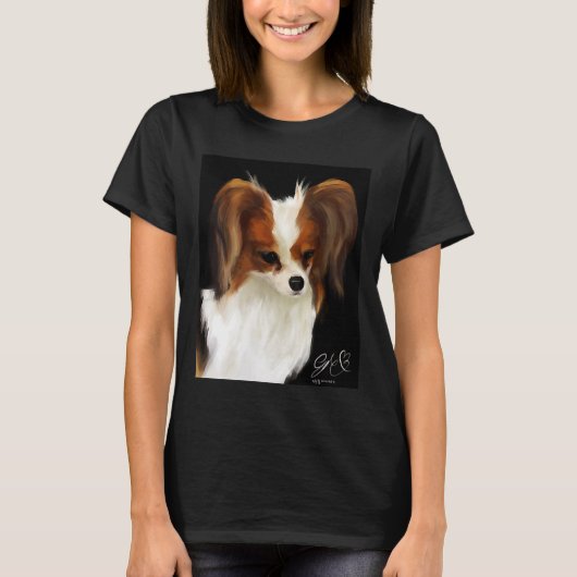 Papillon Hond Schilderen Lang T-shirt (Voorkant)
