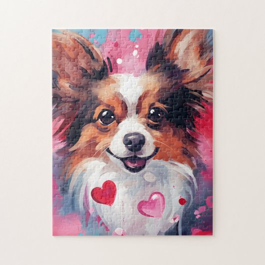 Papillon hond Valentijnsdag Legpuzzel (Verticaal)