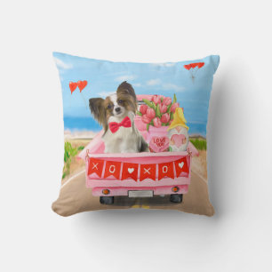 Papillon-hond Valentijnsdag vrachtwagen harten Kussen