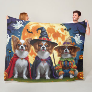 Papillon Honden Pompoen Halloween Grappig Fleece Deken