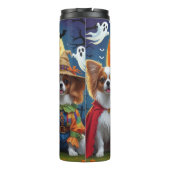 Papillon Honden Pompoen Halloween Grappig Thermosbeker (Achterkant)