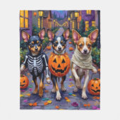 Papillon Honden Trick-or-Treating Halloween Kostuu Fleece Deken (Voorkant)