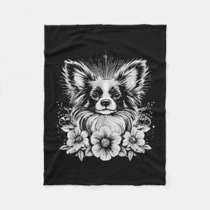 Papillon Hondenliefhebber Retro Style Tattoo _1 Fleece Deken