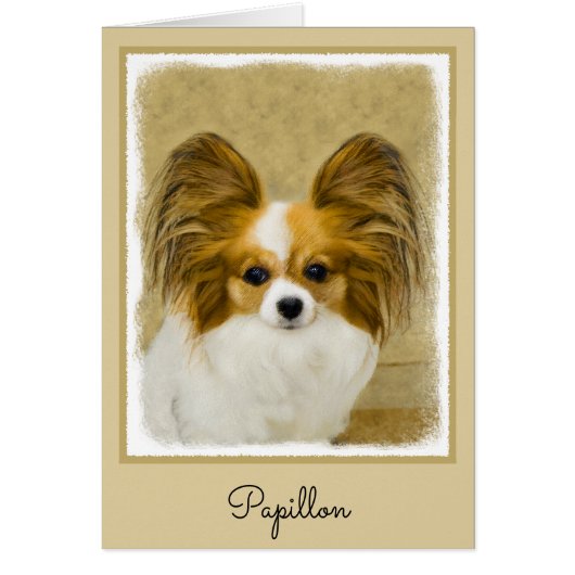 Papillon (Hound Tri) Peinture - Art Chien original (Devant)