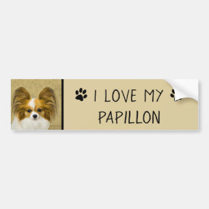 Papillon (Hound Tri) schilderen - Oorspronkelijke  Bumpersticker