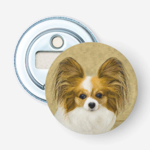 Papillon (Hound Tri) schilderen - Oorspronkelijke  Button Flesopener