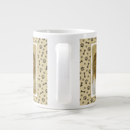 Papillon (Hound Tri) schilderen - Oorspronkelijke  Extra Grote Beker (Achterkant)