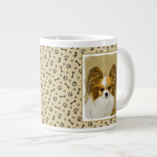 Papillon (Hound Tri) schilderen - Oorspronkelijke  Extra Grote Beker (Voorkant rechts)