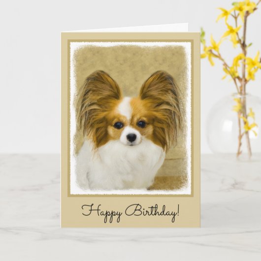 Papillon (Hound Tri) schilderen - Oorspronkelijke Kaart (Gele Bloem)