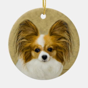 Papillon (Hound Tri) schilderen - Oorspronkelijke  Keramisch Ornament