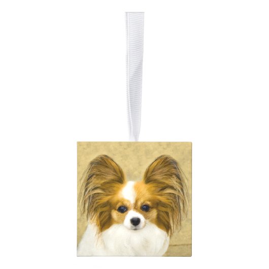 Papillon (Hound Tri) schilderen - Oorspronkelijke Kubus Ornament (Rechts)