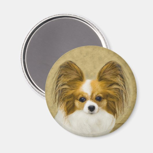 Papillon (Hound Tri) schilderen - Oorspronkelijke Magneet (Voorkant / Achterkant)