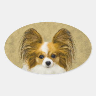 Papillon (Hound Tri) schilderen - Oorspronkelijke Ovale Sticker