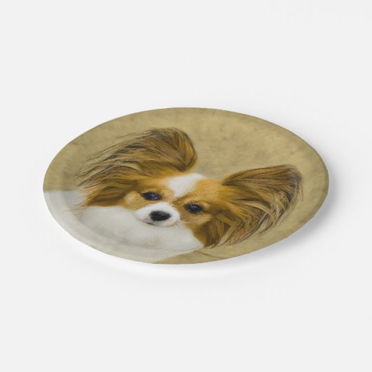 Papillon (Hound Tri) schilderen - Oorspronkelijke  Papieren Bordje (Gekanteld)