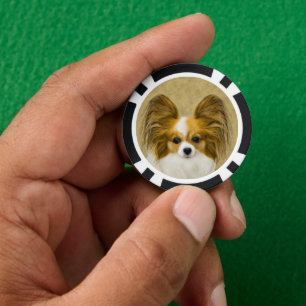 Papillon (Hound Tri) schilderen - Oorspronkelijke  Poker Chips