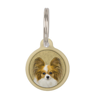 Papillon (Hound Tri) Schilderij - Originele Honden Huisdierpenning
