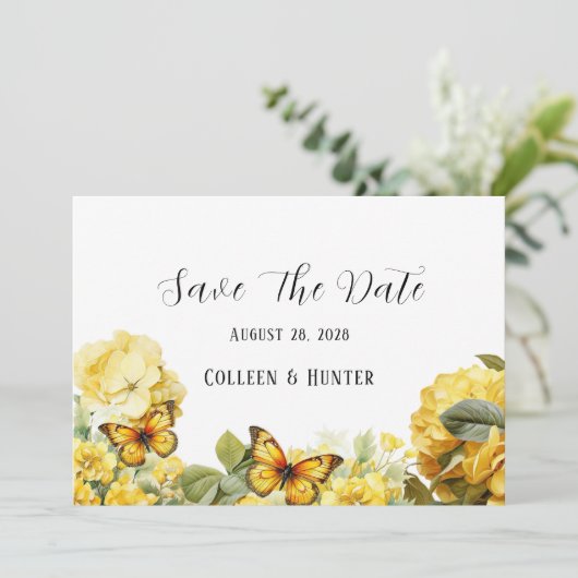 Papillon Hydrangea Jaune Enregistrer Les Cartes De (Debout devant)