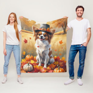 Papillon in de herfst verlaat de Thanksgiving kuns Fleece Deken