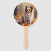 Papillon in Herfstbladeren Herfst Inspire Handwaaier (Voorkant)