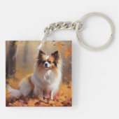 Papillon in Herfstbladeren Herfst Inspire Sleutelhanger (Achterkant)