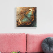 Papillon iridescent macro toile dorée Art (Insitu(Salon))