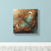 Papillon iridescent macro toile dorée Art (Insitu (Plancher de Bois))