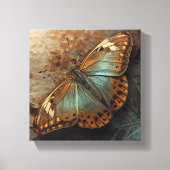 Papillon iridescent macro toile dorée Art (Recto)