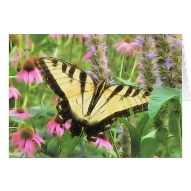 Papillon jaune de machaon dans le jardin d'été (Devant horizontal)